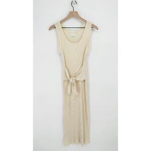 Rita Row Scoop Neck Ribbed Knit Sleeveless Sweater Tank Dress Cream Midi S